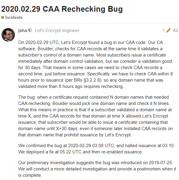 Let's Encrypt将于3月4日撤销三百万证书